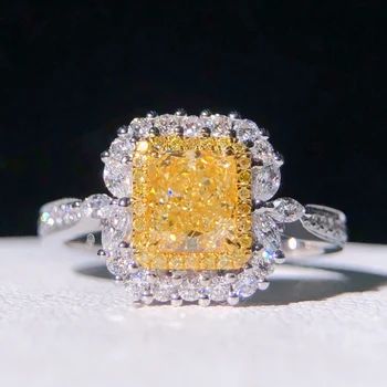 Изысканные ювелирные изделия С настоящими желтыми бриллиантами 18 карат 1,008, Обручальные Женские кольца для женщин, кольцо с мелкими бриллиантами, TX
