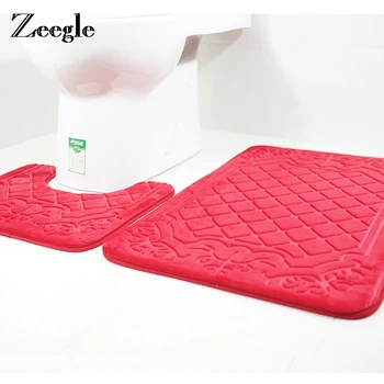 Набор ковров Zeegle 2шт с 3D рисунком для ванной и туалета, противоскользящий коврик для ванной, коврик для пола в душевой, впитывающий коврик для туалета