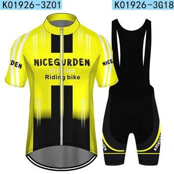 Одежда для горных велосипедов, мужской топ и шорты с короткими рукавами, Быстросохнущая велосипедная майка с желтым принтом.