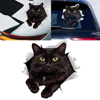 Креативные автомобильные наклейки с черным котом, Мотоциклетные наклейки на окна автомобиля, Солнцезащитный крем, наклейка с имитацией царапин