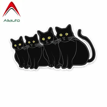 Автомобильные наклейки Aliauto Cute Black Cat Decoration Cover Царапины ПВХ Наклейка для Chevrolet Orlando Kia Rio Honda Audi, 14см *8см