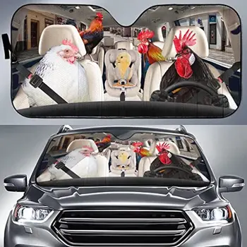 Забавный автомобильный зонт с цыпленком, Солнцезащитный козырек на лобовое стекло, Складной Автомобильный козырек для хранения