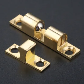 5 комплектов 42-миллиметровой золотой медной двойной пружинной стальной шаровой защелки для мебельного шкафа, дверцы шкафа, регулируемой защелки натяжения шкафа