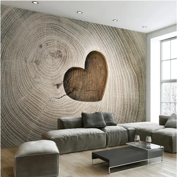 Papel de parede Пользовательские обои креативные в форме сердца полые трехмерные деревянные обои гостиная ТВ фон настенная роспись