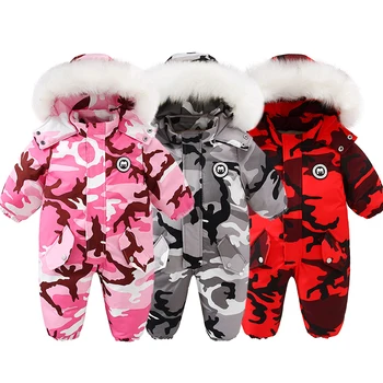 -30 градусов Детское зимнее боди Плюс бархатный комбинезон для мальчиков, лыжный костюм, теплый детский комбинезон, непромокаемый комплект детской одежды на 1-5 лет