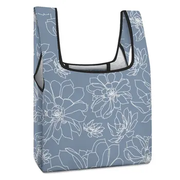 Складная сумка для покупок с индивидуальным рисунком, сумки для покупок, синяя большая сумка для путешествий, портативные Многоразовые складные сумки-тоут Одного размера