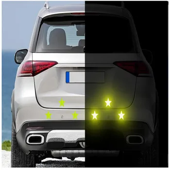 2022 новые 6шт ночных светоотражающих наклеек пятиконечная звезда светоотражающие предупреждающие наклейки декоративные наклейки от царапин на автомобиле