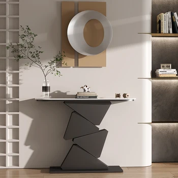 Итальянский минималистский стол для веранды с каменной доской, креативный ультраузкий стол для веранды, современный легкий роскошный полукруглый барный столик с видом с торца