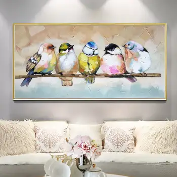 Абстрактные Красочные Птицы, картина маслом на холсте, Настенное искусство с животными, Современные акриловые картины, индивидуальный декор стен в гостиной, домашний декор
