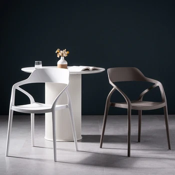 Современные пластиковые стулья для гостиной, Скандинавская мебель для дома, Креативный стул для патио со спинкой, Простой уличный стул для кафе
