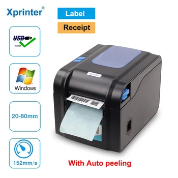 Xprinter термопринтер для печати чеков со штрих-кодом и термоэтикеток, билл-машина с 20-80 мм USB-портом с автоматической очисткой для Android iOS Windows XP-370B