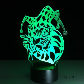 3D Клоун Исполнитель Ночные Огни Лампа DS Платформа 7 Цветов Изменение Сенсорного Переключателя Настольный для Вечеринки Декор Свет Рождественский подарок AW-209
