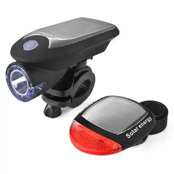 Солнечный велосипедный фонарь Фары для горного велосипеда Задние фонари Два в одном комплекте USB-фонарик для зарядки, аксессуары для велосипедов