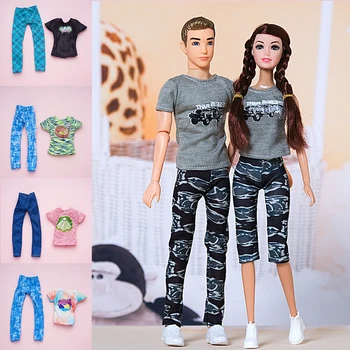 Комплект одежды для пары для куклы Барби, одежда для Кена, рубашка, брюки, игрушки, одежда для куклы