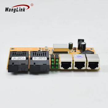 Wanglink 155M 2F3E Волоконно-оптический медиаконвертер PCB 10/100 м, 3 RJ45 и 2 SC PCBA, 25 км