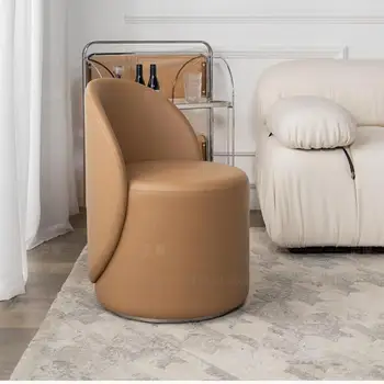 Кожаный поворотный стул макияж стул спальня туалетный модули, простой свет роскошный стул для ногтей гостиная балкон досуг