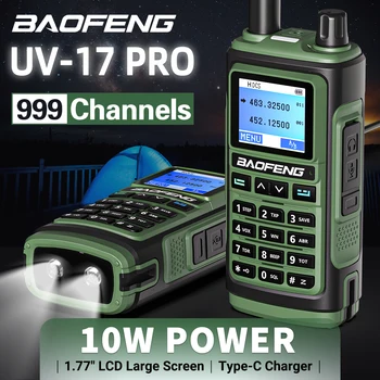 2x Портативная Рация Baofeng UV-17 PRO VHF UHF 999CH Type-C С Зарядным устройством, Портативная Любительская Двухсторонняя Рация на Дальность 16 км Для охоты