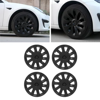 4 Шт 18-дюймовая крышка ступицы колеса Матово-черная, полностью закрывающая защитную накладку обода, Высокопрочная замена для Tesla Model 3 2017 2018-2022